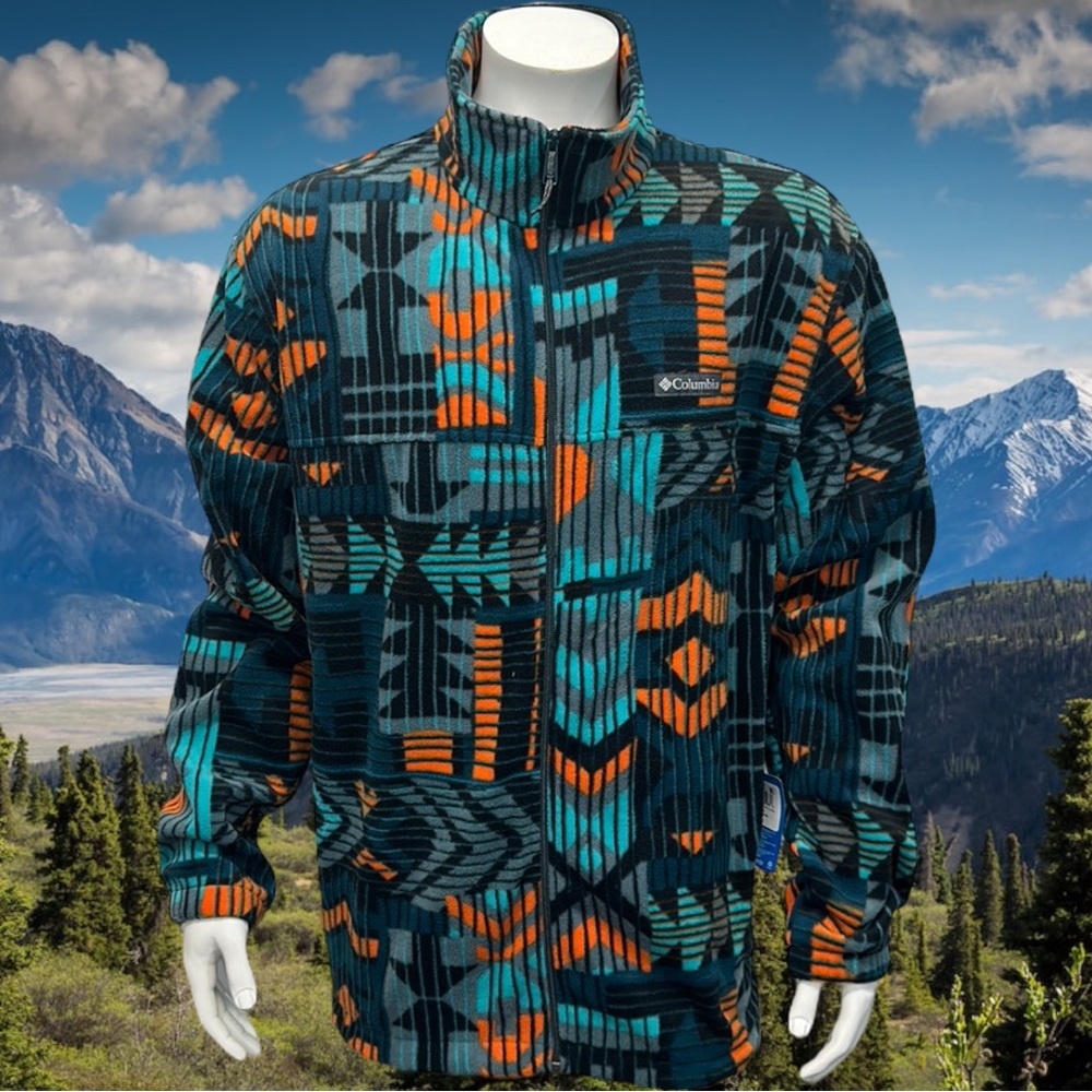 NWT Columbia Steens Mountain Aztec Geometric Design Full Zip Fleece Jack…